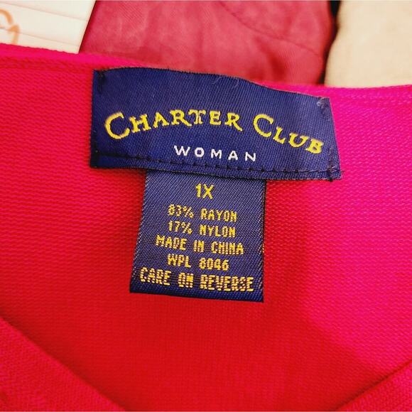 CHARTER CLUB RED V NECK SWEATER SIZE 1X - Picture 5 of 5